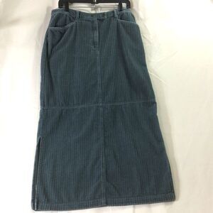 Vintage 90s J Jill Wide Wale Corduroy Skirt Steel Blue Size 16 Made in Hong Kong
